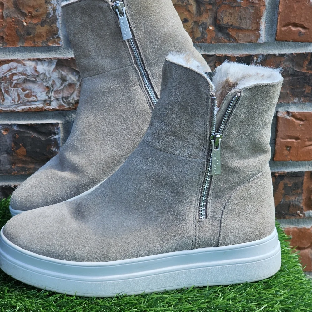 J/Slides Tristan Suede Taupe Faux Inter Lining, Women's Size 8 - Picture 3 of 11